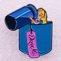 classic cartoon blonde girl drinking water television brooches badge for bag lapel pin buckle jewelry gift for friends