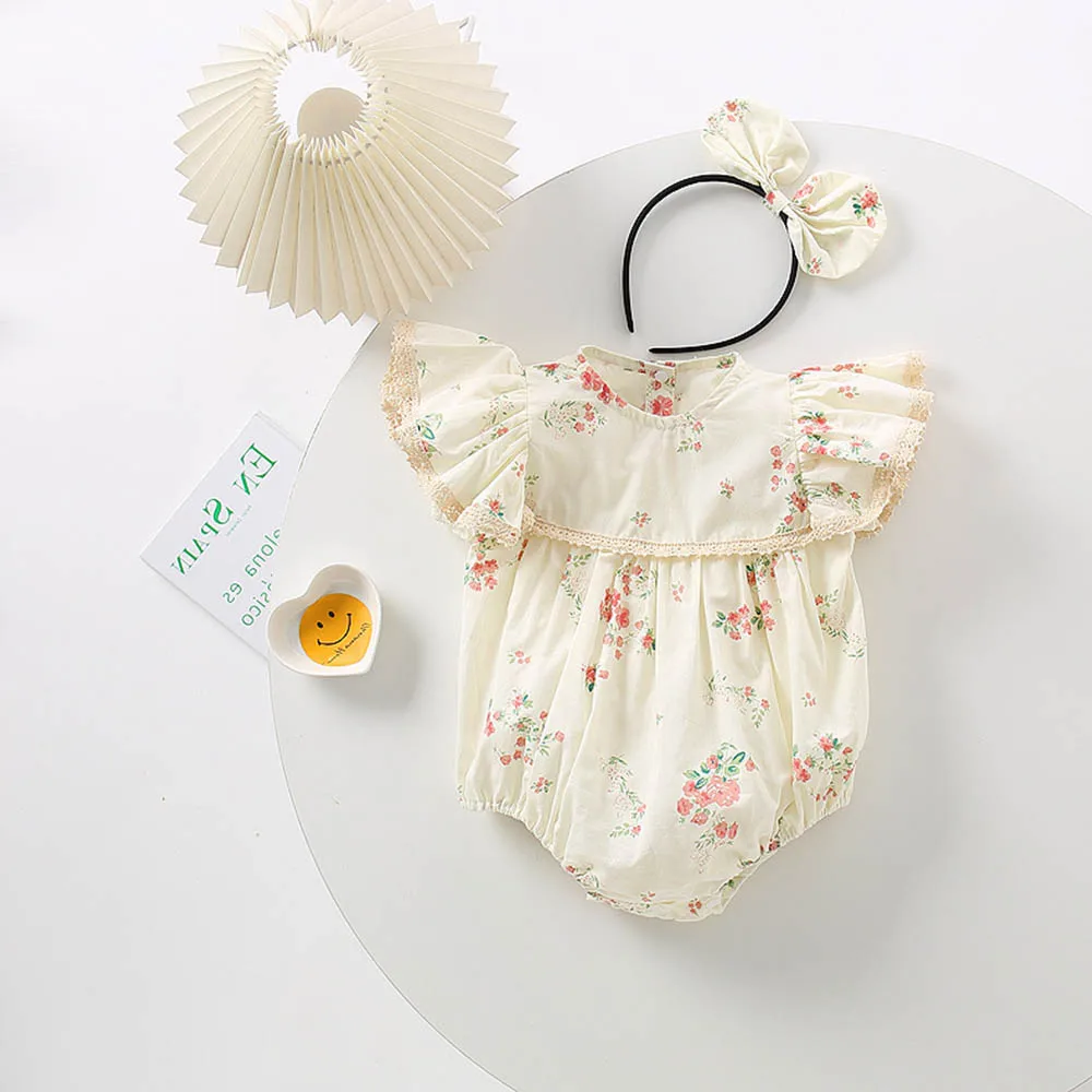 

Melario Kids Sister Outfits Girl Romper 2022 Summer Newborn Petal Sleeve Rompers Girls Sweet Flower Princess Tops Girl Clothes