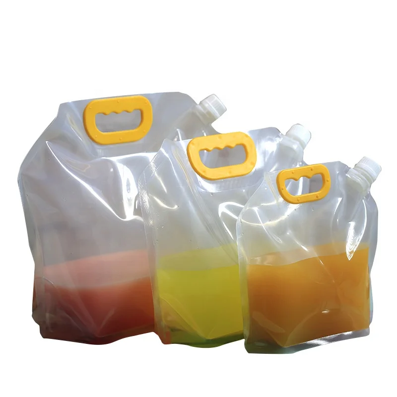 

Recyclable big stand up fruit juice bag thick plastic liquid packing spout pouch bag