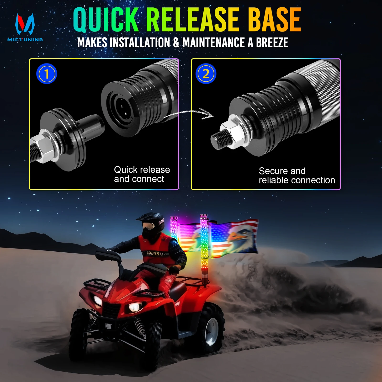 MICTUNING 2 шт. 1 фута толстый светодиодный светильник RGB + IC пульт дистанционного