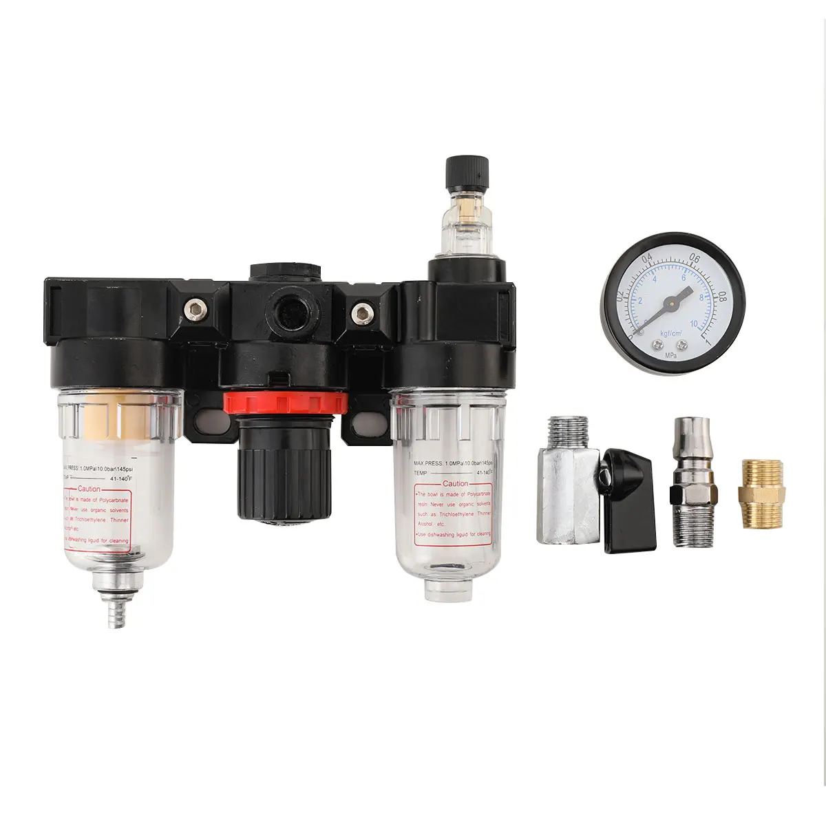 

1/4" Air Compressor Filter Oil Water Separator Trap Filter Pressure Regulator - Pressure Control 0.05 - 0.85 MPA / 7-121PSI