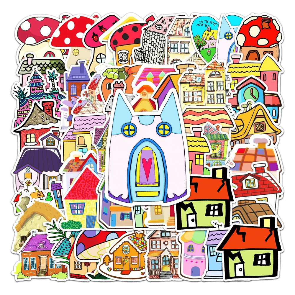 

10/30/50PCS House Cartoon Personality Creative Graffiti Sticker Desk Guitar Computer Refrigerator Waterproof Sticker Wholesale