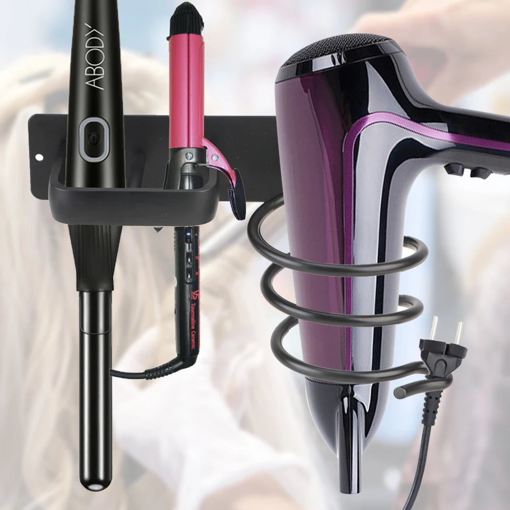 

Hair Dryer Holder Organized Rack Wall Mounted Hair Straightener Stand Bathroom Shelf Storage Shelves Accessories Shelves