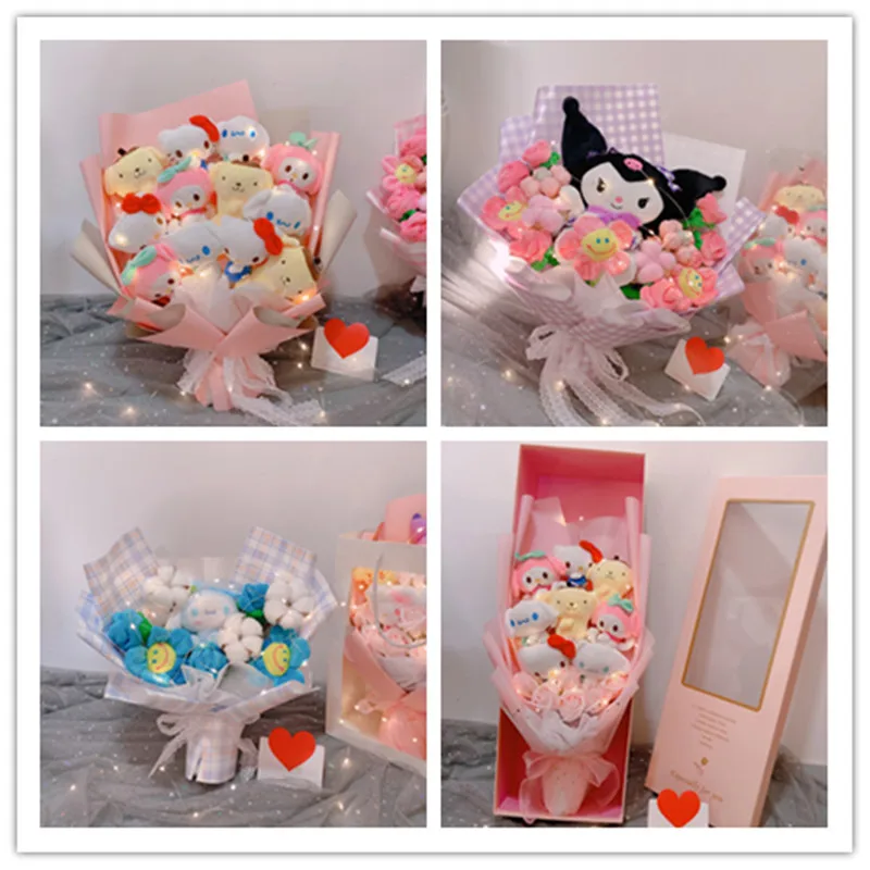 

Cute Sanriod Hello Kitty Cartoon Plushies Toys Kids Dolls Originality Bouquet Gift Box Valentine's Day Christmas Holiday Gifts