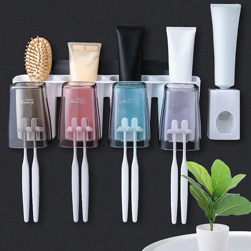 Bathroom Accessories Automatic Tooth Brush Holder Toothpaste Dispenser Toothpaste Squeezer Wall Paste Mounted Dropshipping images - 6
