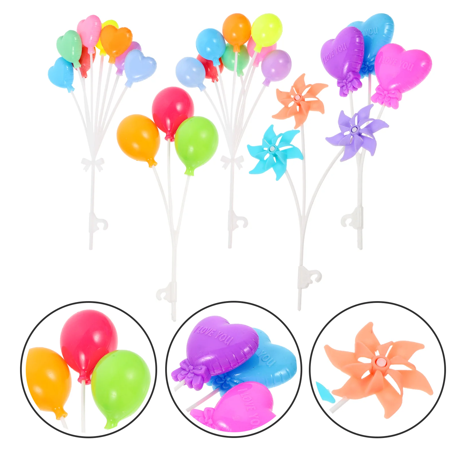 

5 Strings Decorative Balloon Picks Lovely Cake Picks Cake Balloons Toppers Party Dessert Toppers