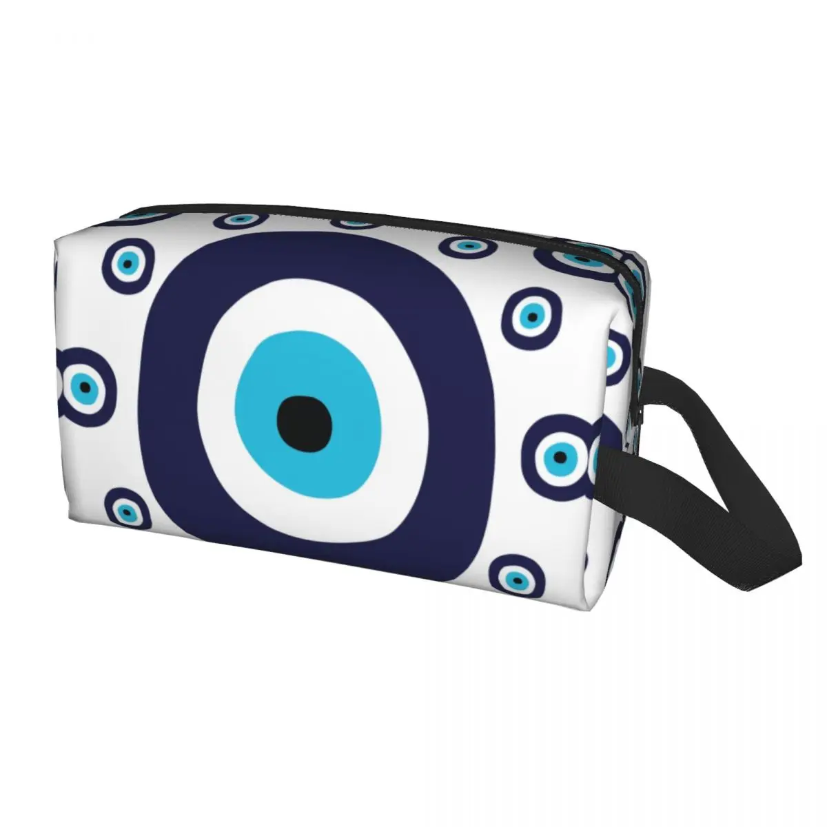 

Navy Blue And Aqua Nazar Evil Eye Lucky Charm Pattern Travel Cosmetic Bag Amulet Boho Makeup Toiletry Organizer Storage Dopp Kit