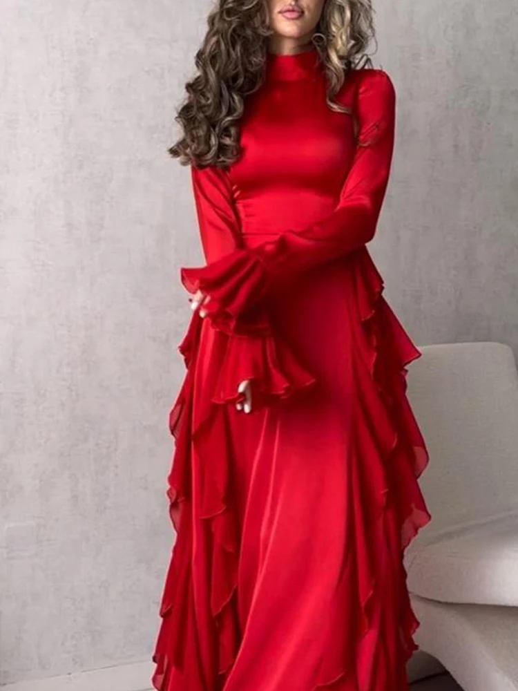 Женское вечернее платье с воротником-стойкой DEAT