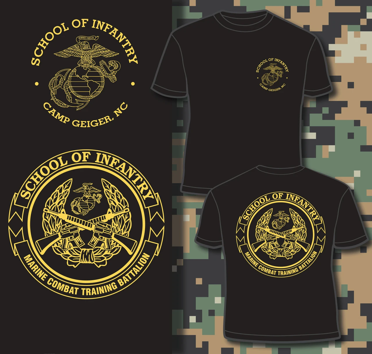 

Camp Geiger, NC. School of Infantry Marine Combat Training Battalion T Shirt. 100% Cotton Casual T-shirts Loose Top Size S-3XL