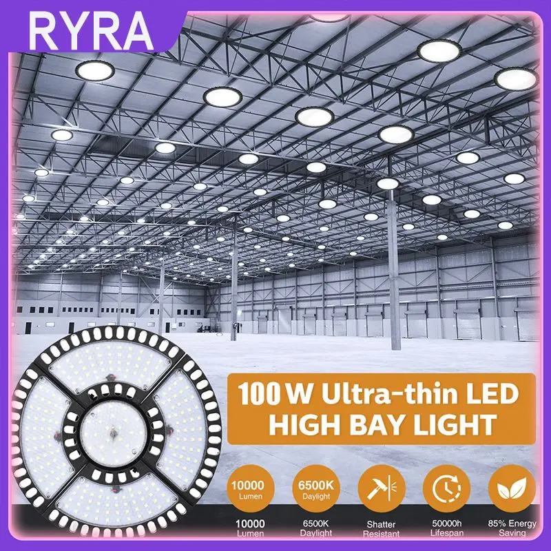 

216LED High Bay Light 100W UFO High Bay Lighting (450W /HPS Equivalent) 10,000 Lumens Daylight White 6500K Indoor Lighting
