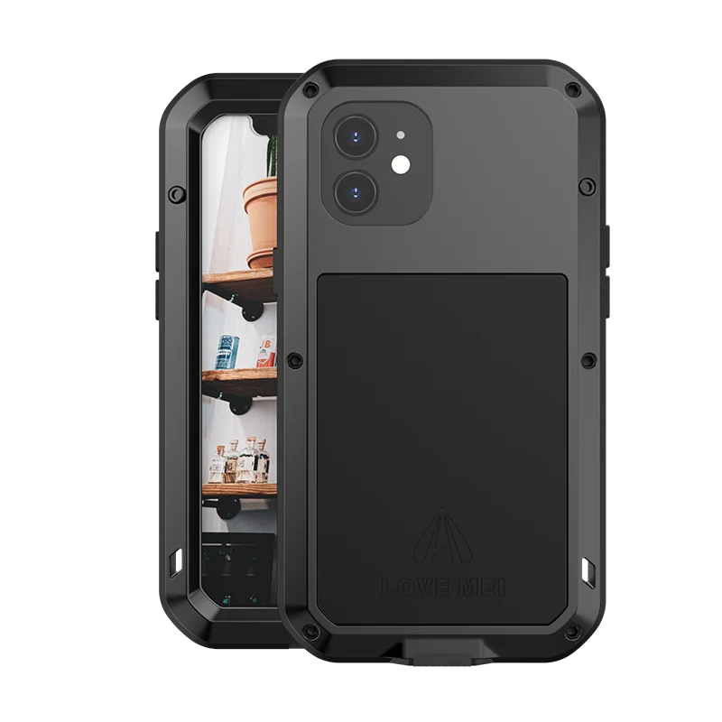 

LOVE MEI Case For iphone 12 11 Pro XS Max XR X 6 7 8 Plus Cover For Apple iphone 12 Mini Heavy Duty Waterproof Metal Armor case