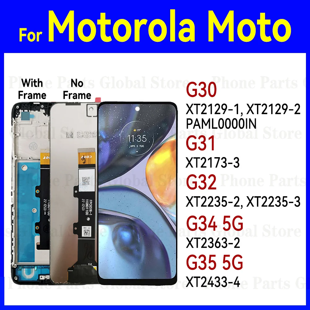 ЖК-дисплей с рамкой для Motorola Moto G30 XT2129-1 XT2129-2 PAML0000IN / G31 XT2173-3 G32 ‎XT2235-2 XT2235-3 G34 5G XT2363-2 G35
