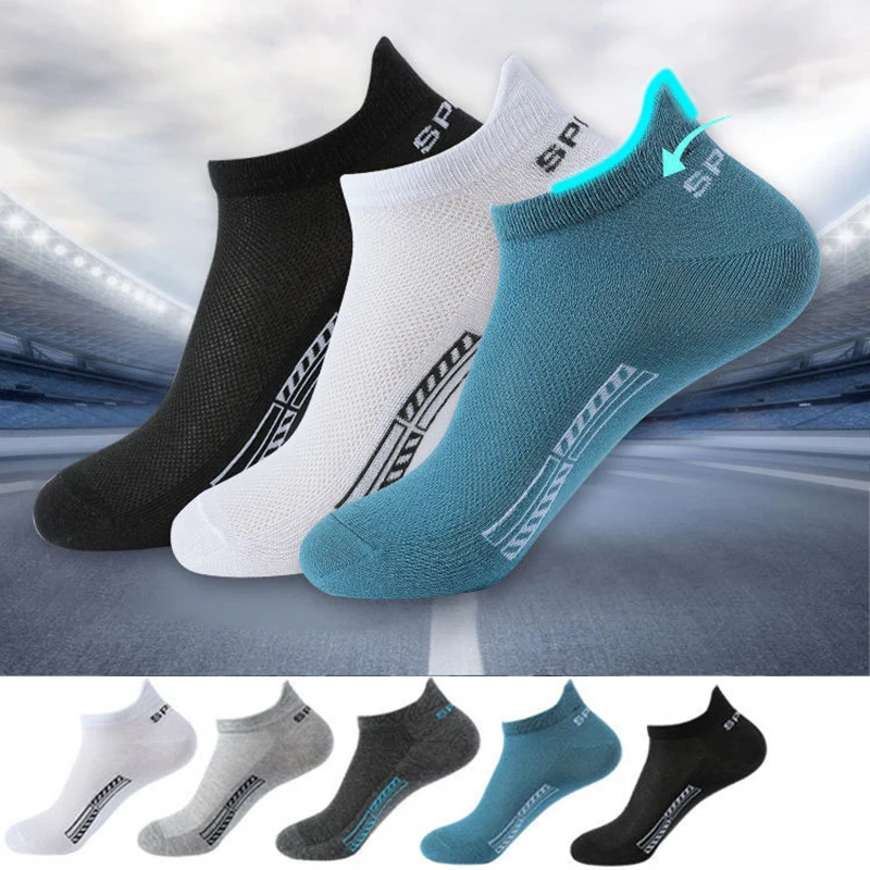 

Sokken Short Socks Summer 38-44 Cotton Breathable Ankle Cut Size High Casual Men Mesh Quality Athletic Socks Thin Sports 5Pairs