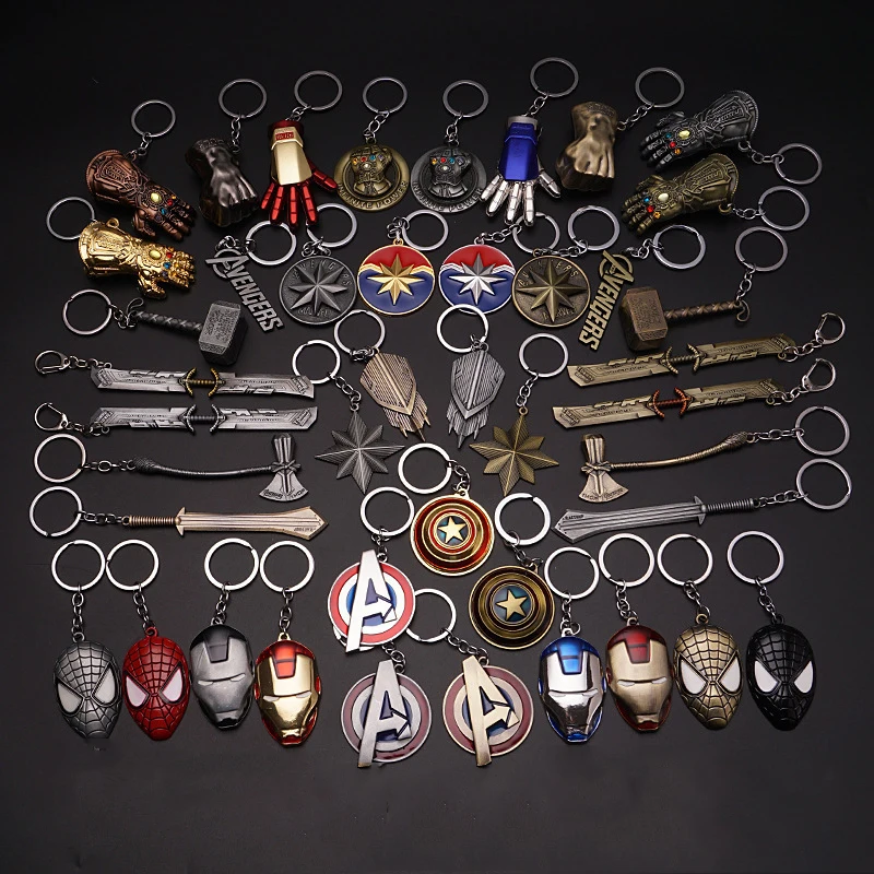 

Disney Marvel 1pcs Avengers KeyChain Iron Man Spiderman Captain America Anime Figure KeyChains Toys Metal Pendant Children Gifts