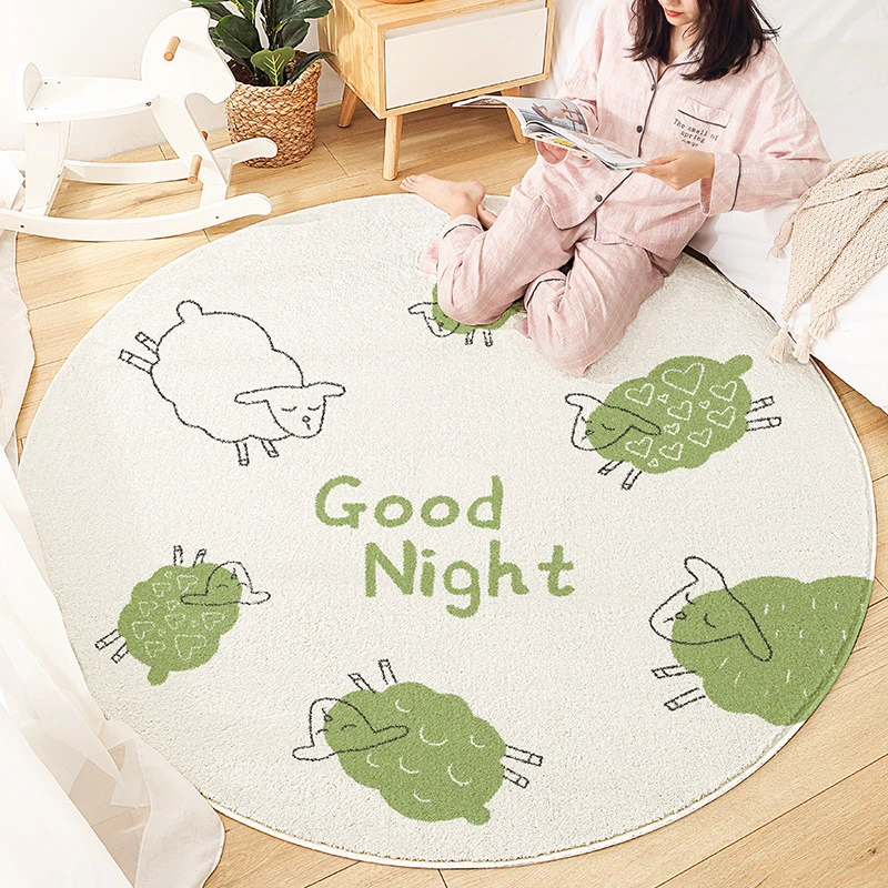 

Cartoon Round Imitation Cashmere Carpets Living Room Sofa Coffee Table Mat Children's Room Decoration Rug Bedroom Bedside Carpet