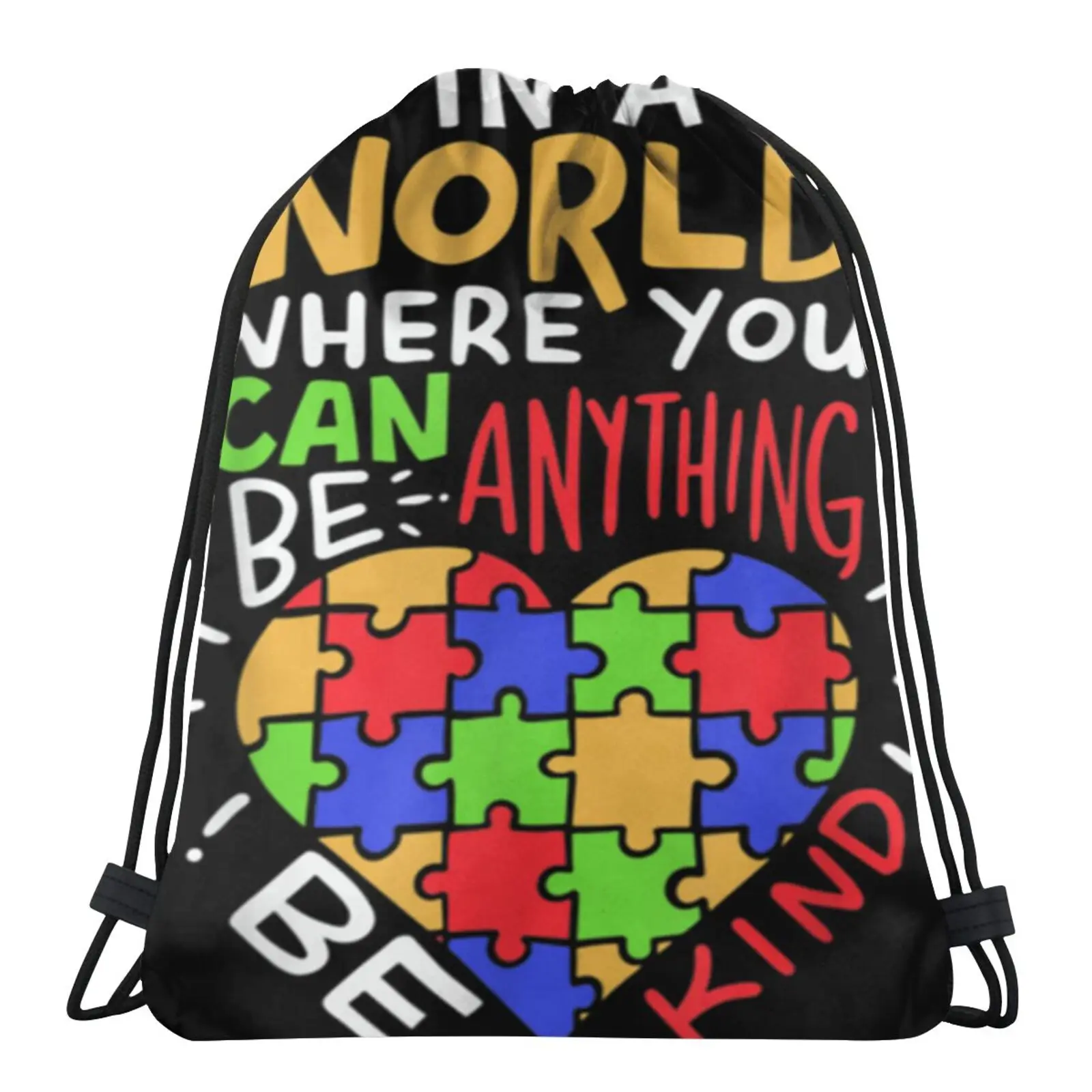 

Autism Awareness Be Kind Washable Bag String Backpack String Bag Bags Women Pouches Ball Pocket Children's Backpack Pouch Cute