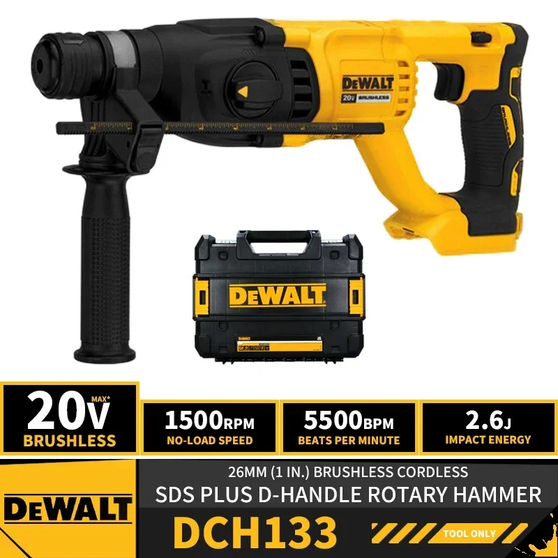 

DEWALT DCH133 26 мм 1 дюйм бесщеточный беспроводной Перфоратор SDS PLUS с D-ручкой 20 в литиевые инструменты Ударная дрель 5500BPM 2.6J