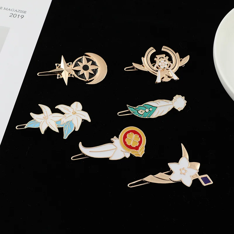 

Genshin Impact Women Hair Pin Comb Enamel Bee Shape Design Jewelry Anime Hu Tao Ke Qing Klee Style Tiaras Accessories Gift