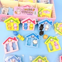 kawaii rabbit house 3d modeling detachable cartoon eraser fun childrens assembly toy pencil eraser student stationery