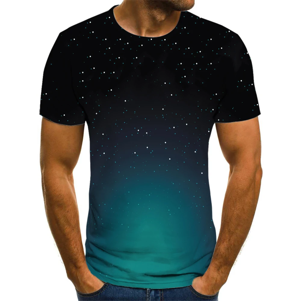 

Футболка мужская с принтом звездного неба и ночного рисунка, уличная одежда, лето