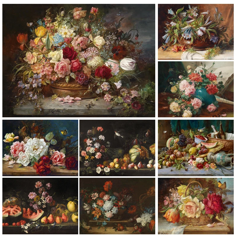 

5D Diamond Painting DIY Flower Fruit Full Diamond Mosaic Rhinestone Embroidery Cross Stitch Kit Home Decor
