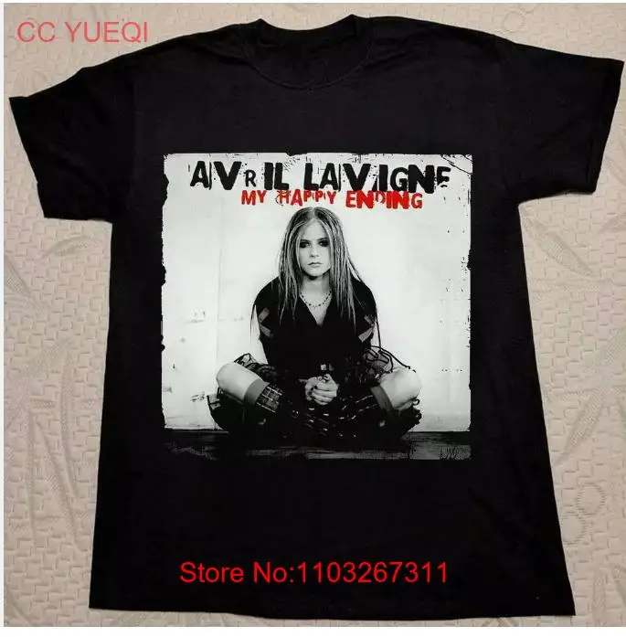 Аврил Лавин My Happy Ending хлопковая черная тонкая рубашка унисекс J464