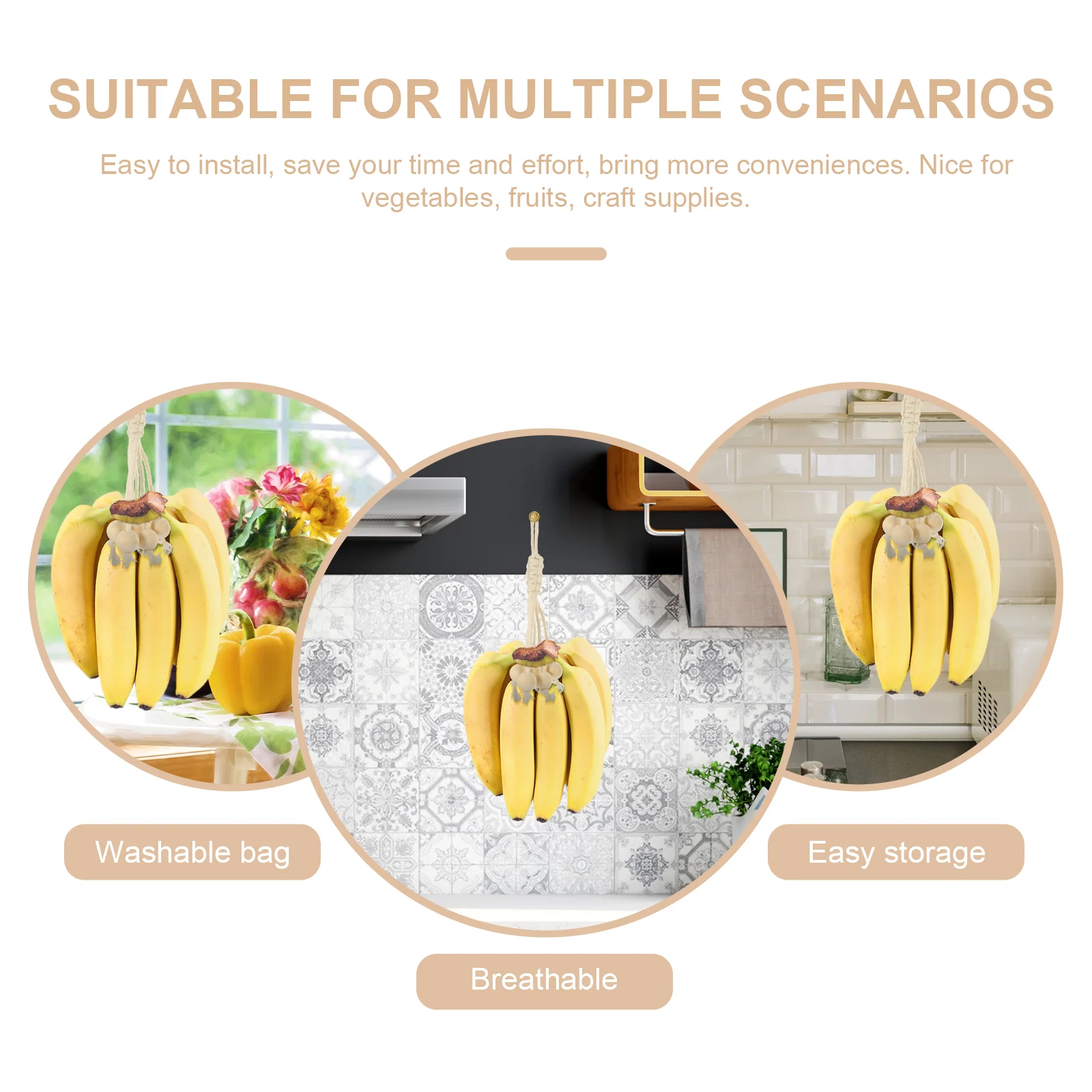 Вешалки для хранения бананов хлопковой веревки декоративный кулон подвесной