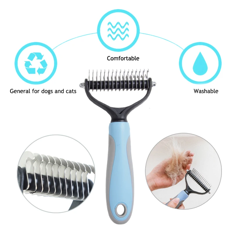 Расческа для удаления шерсти домашних животных двусторонняя щетка с узлом