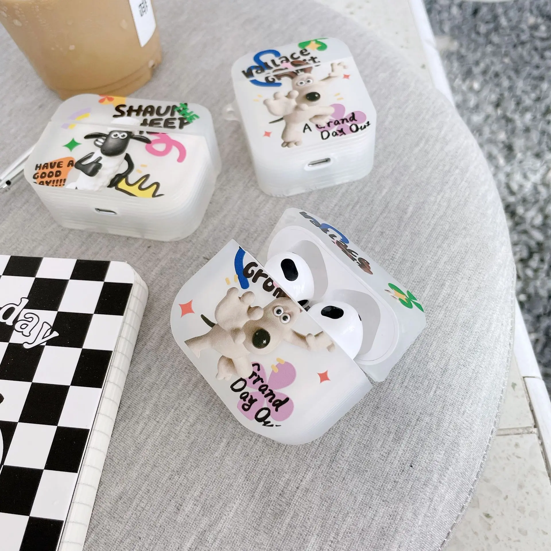 

Wallace & gromit Shaun The Sheep Симпатичные Мультяшные Airpods 1/2/pro3 Беспроводная Bluetooth-гарнитура наушники Kawaii чехол рождественские подарки