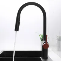 Brass High Arch Kitchen Sink Faucet Pull Out 360Rotation Spray Mixer Black Chrome Nickel Hot And Cold Water Taps Deck Mounted