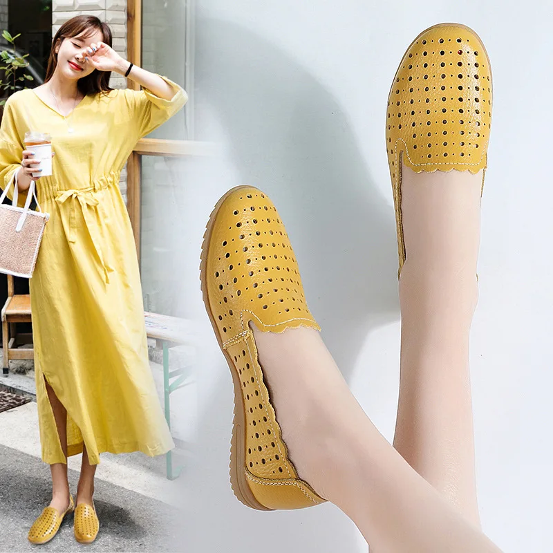 

Женские туфли в рыбацком стиле, дышащие, на плоской мягкой подошве, с вырезами, без застежки, обувь с закрытым носком