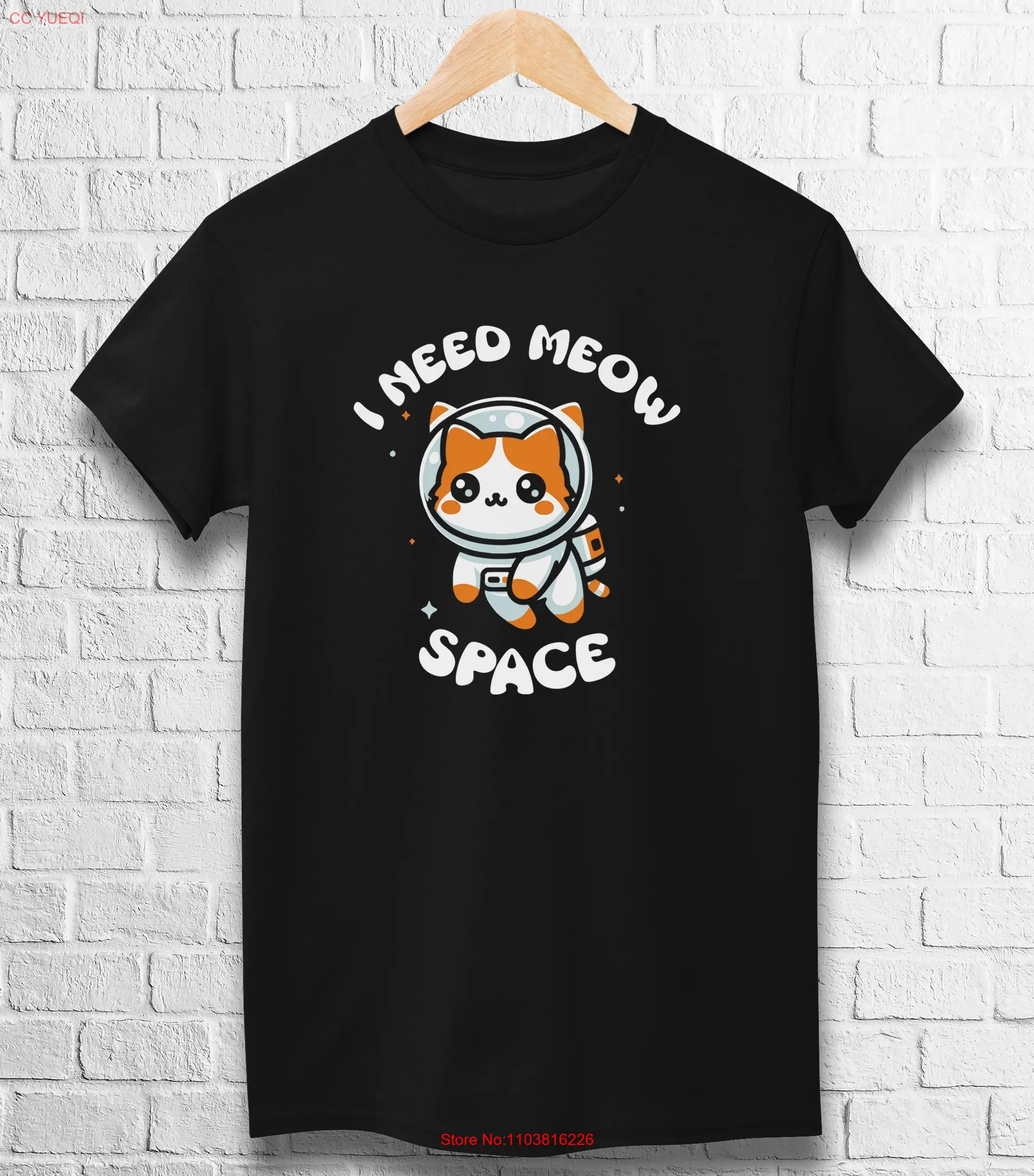 Фото Футболка Meowstronout I Need Meow Space CaT Astronaut с длинными или короткими рукавами №1