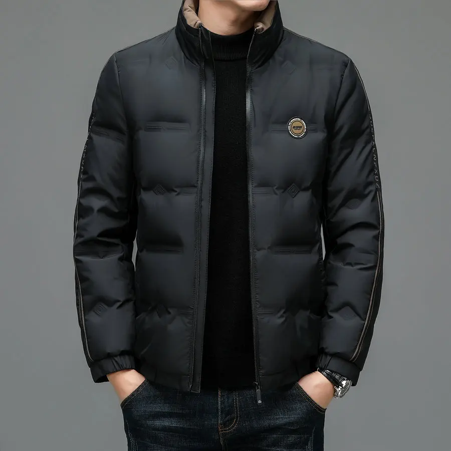 2022 Winter Men Green Black Puffer Parkas Thermal Thick Lightweight Basic Jackets Warm Casual Outerwear