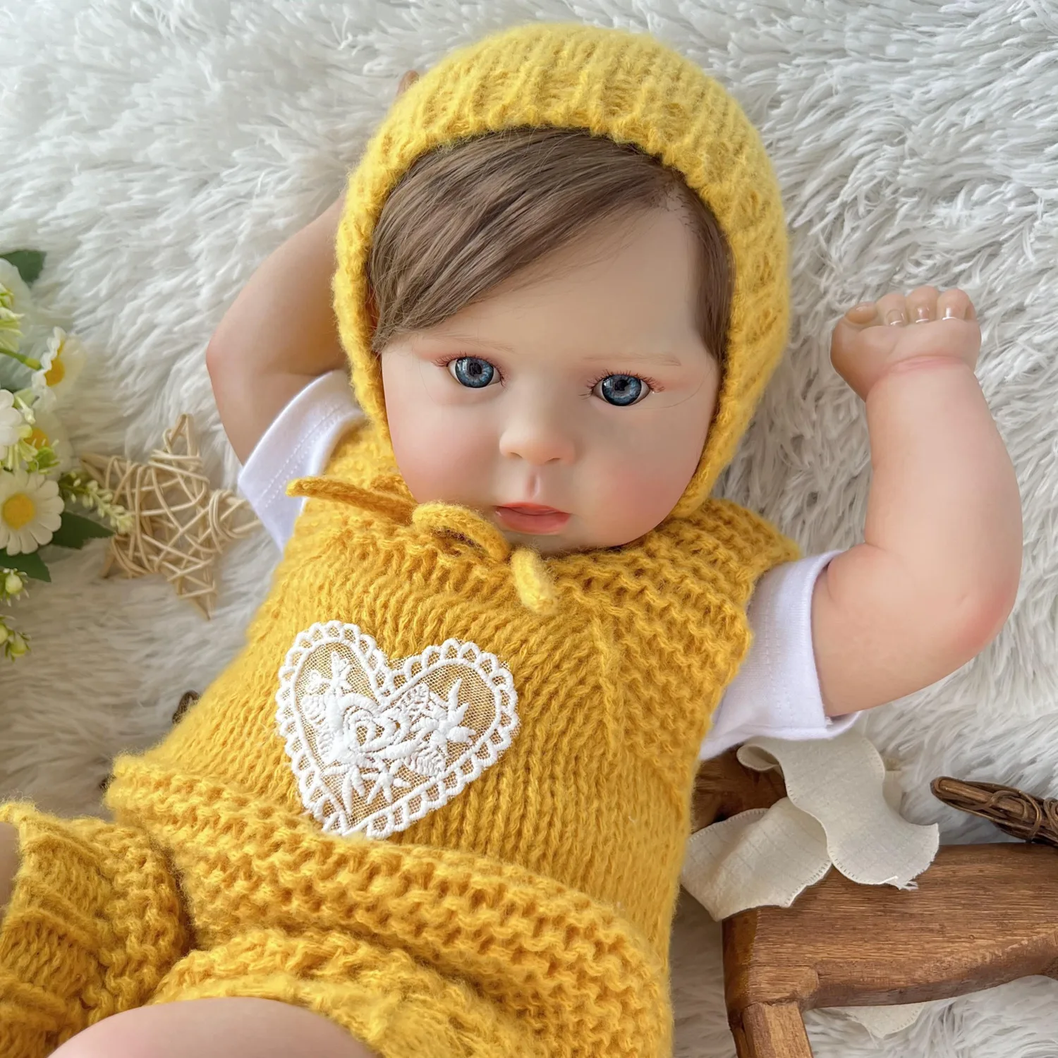 Фото Кукла BZDOLL с тканевым телом, 50 см, милая кукла-реборн для девочек, реалистичная кукла ручной работы с 3D-кожей, кукла-принцесса, модный подарок на день рождения №2