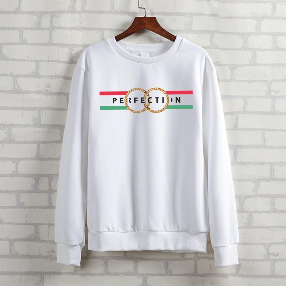 

Осенне-зимняя одежда BLINGPAW в стиле Харадзюку, толстовка унисекс из плотной смеси с круглым вырезом, толстовки с надписью PERFECTION, женские толстовки с принтом