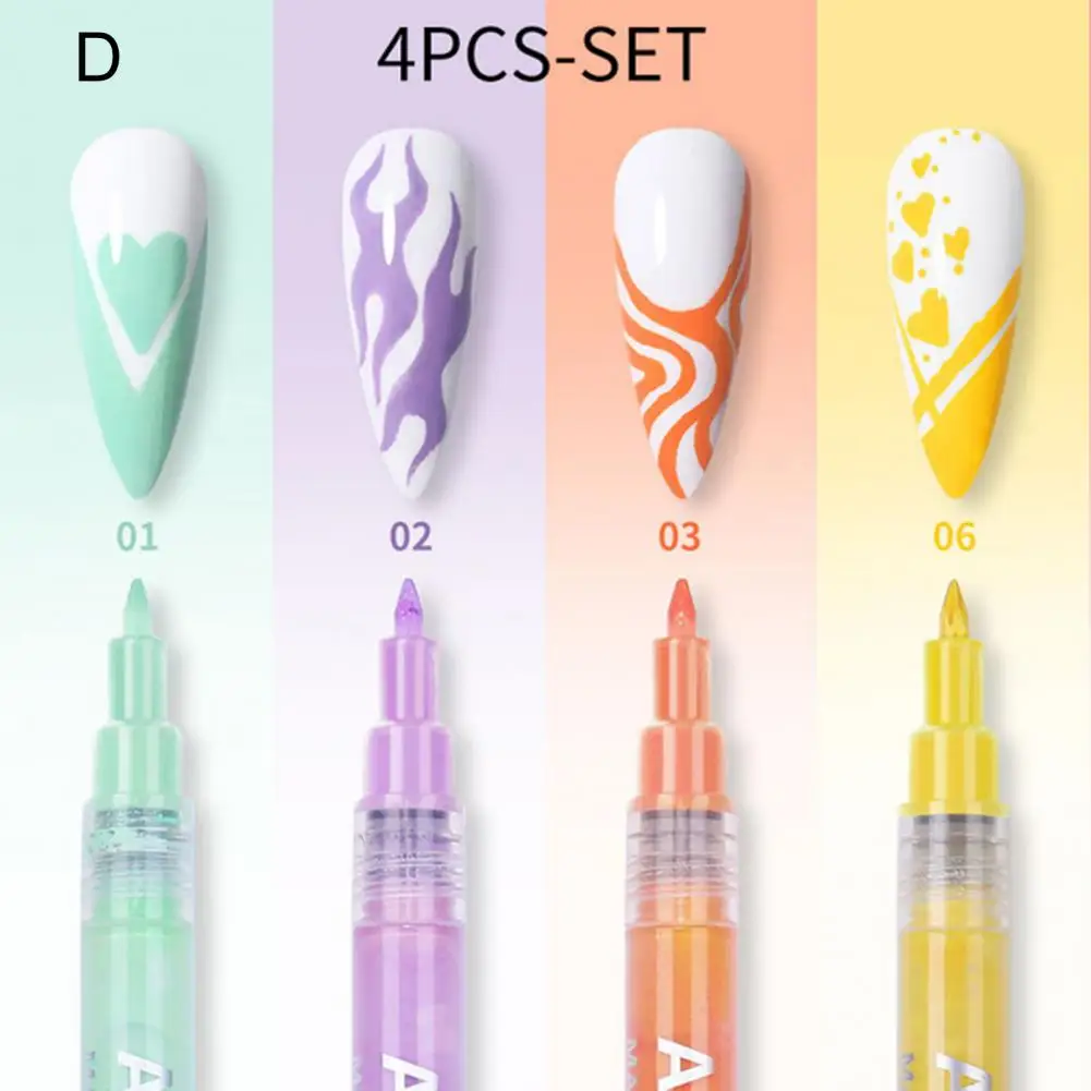 

4Pcs Great No Odor Nail Liner Brushes Water-Resistant Create Unique Patterns Nail Art Pen Drawing Painting Liner Brush