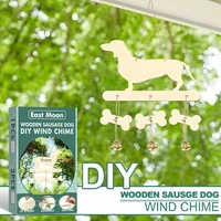 dachshund wind chime with bells diy wooden dachshund dog hangings outdoor ornaments windchime for garden yard patio lawn