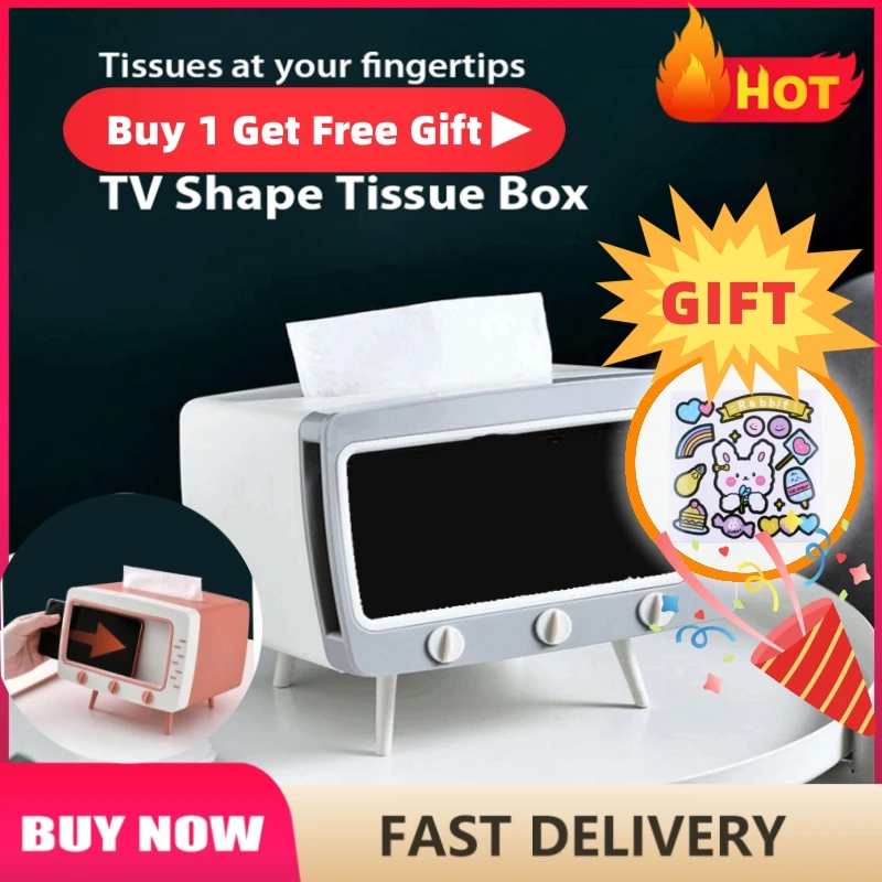 

Multifunction Tissue Box Holder Creative TV Tissue Boxes Desktop Storage Box Sofa Hotel Decorative Kitchen Storage Organization