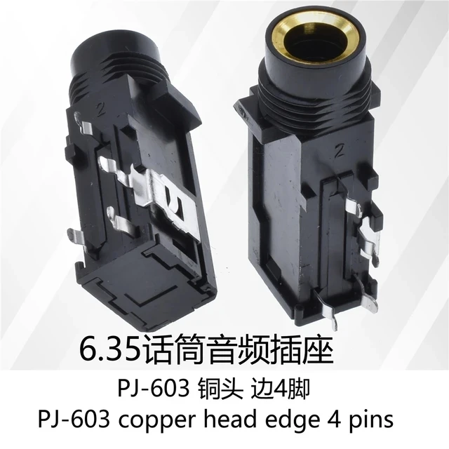 

5 шт. аудиоразъем PJ-309 с резьбой 6,35 мм аудиоразъем 3-контактный стерео аудио разъем для микрофона сварочная линия для микрофона разъем PJ309 603