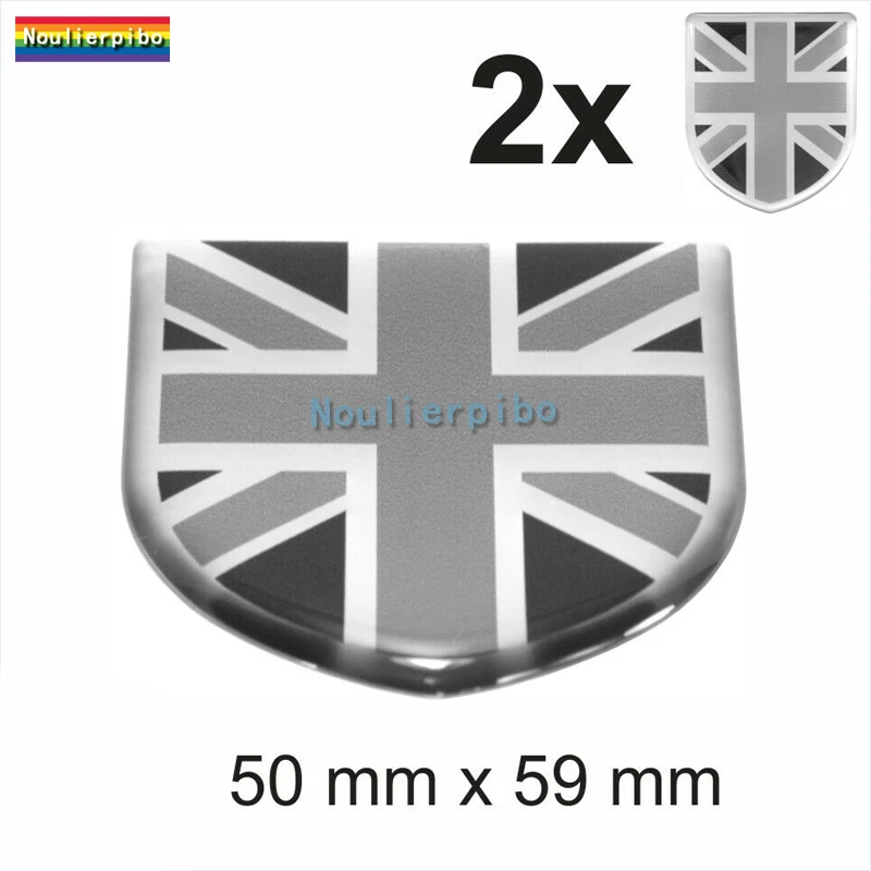 2x GB Черный Юнион Джек Великобритания 3D Автомобильная наклейка Купол Стикер
