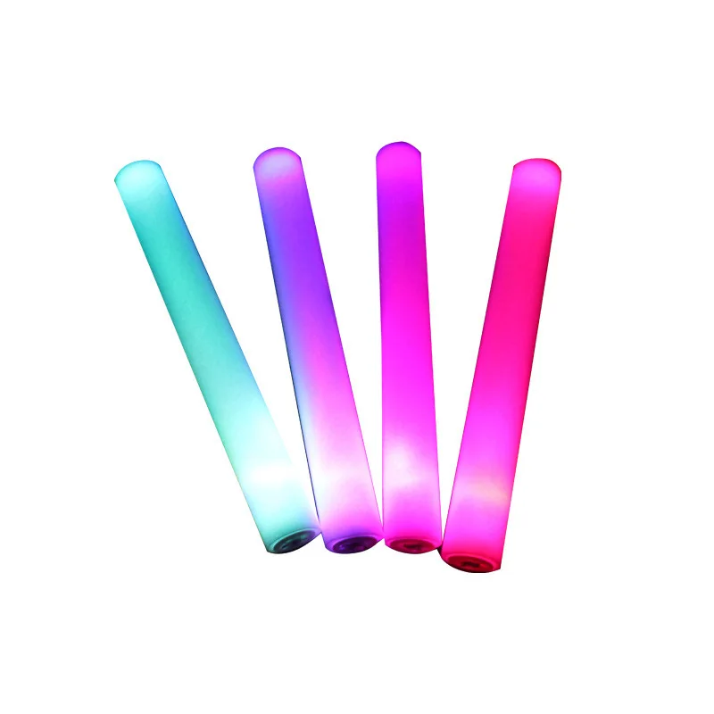 

4Pcs LED Glow Support Sticks Colorful RGB Glow Foam Sponge Light Stick Cheer Tube Dark Light For Birthday Wedding Party Supplies