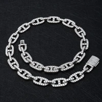 charmoment jewelry high quality diamond cuban chain necklace bling full rhinestone hip hop men statement party bar rapper rock