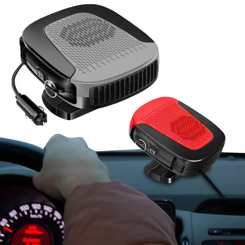 

12V Mini Car Heater Universal Adjustable Electric Cooling Heating Fan Portable Windshield Defogging Demister Defroster 150W