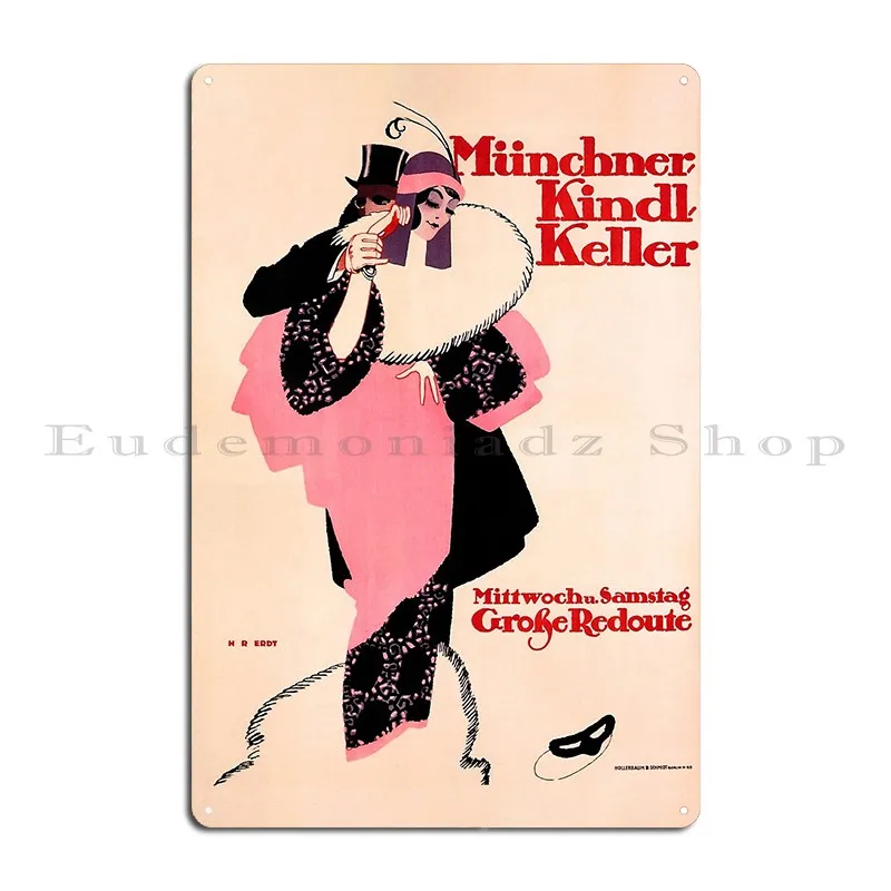 Металлическая вывеска Munchner Kindl Keller украшение в винтажном дизайне жестяная для