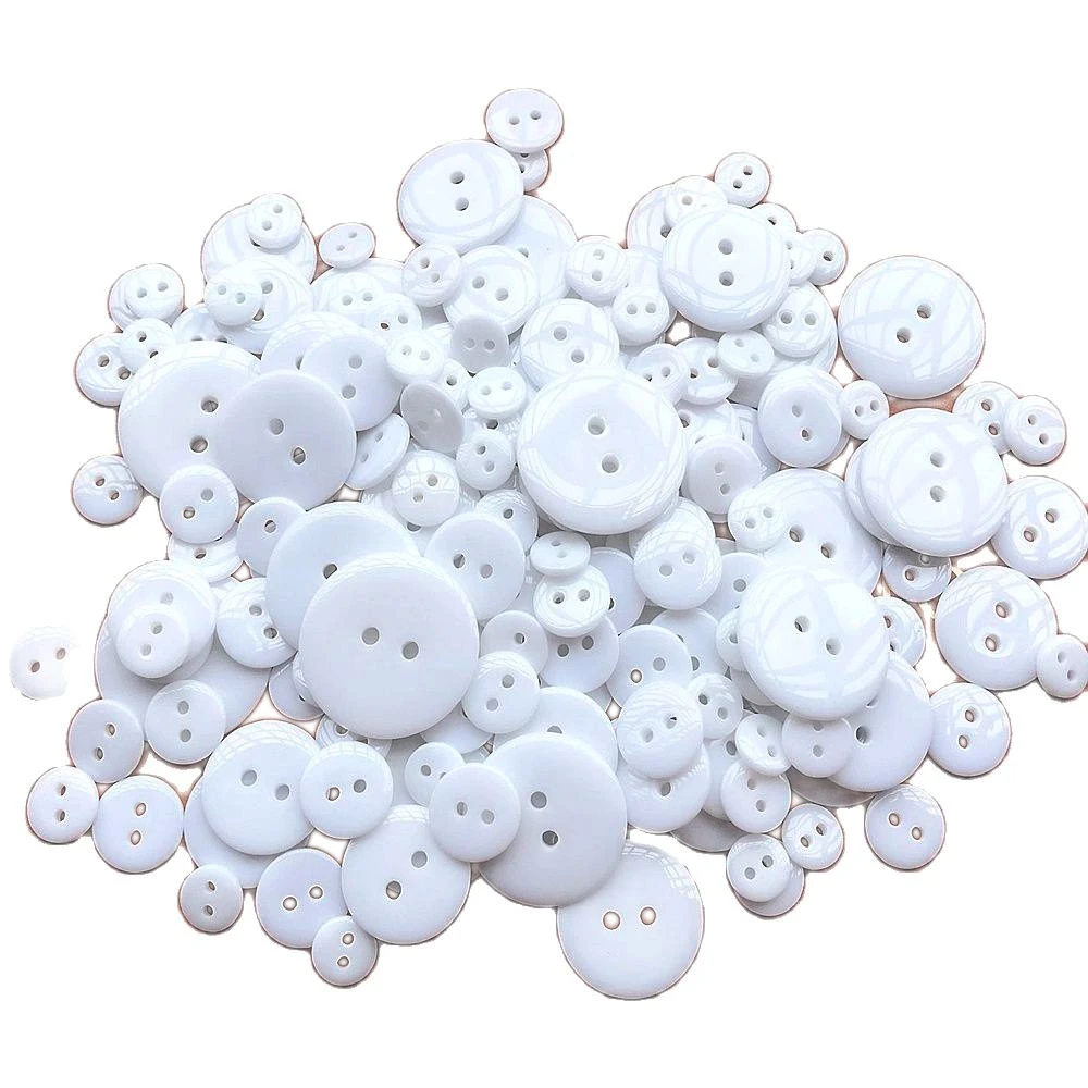 

HL 9/10/11/12/15/18/20/22/25mm 2Holes White Plastic Shirt Buttons DIY Crafts Garment Sewing Accessories