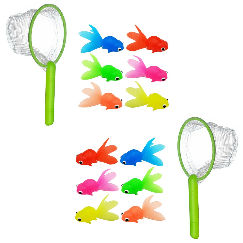 

2 Sets Soft Rubber Goldfish Suit Kids Toy Fishing Kit Animal Game Toys Tpr Educational Ornament Bath for