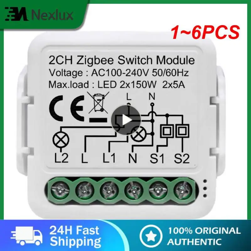 

Умный Wi-Fi модуль для занавесок Tuya, 1 ~ 6 шт., потайной переключатель для роликового затвора, электродвигатель, 1/2 комплектов, совместимый с Alexa Google Home