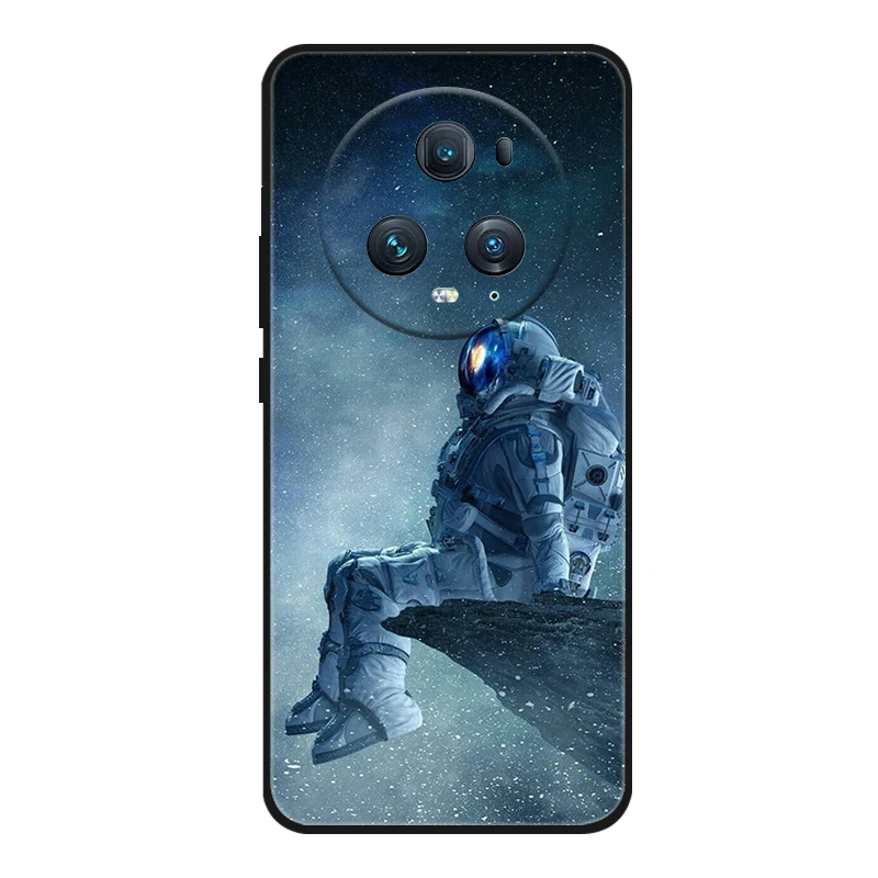 Фото Чехол для телефона Honor Magic 5 Pro, задняя крышка из черного силикона с милым мультяшным котом для Honor Magic5 Pro №3
