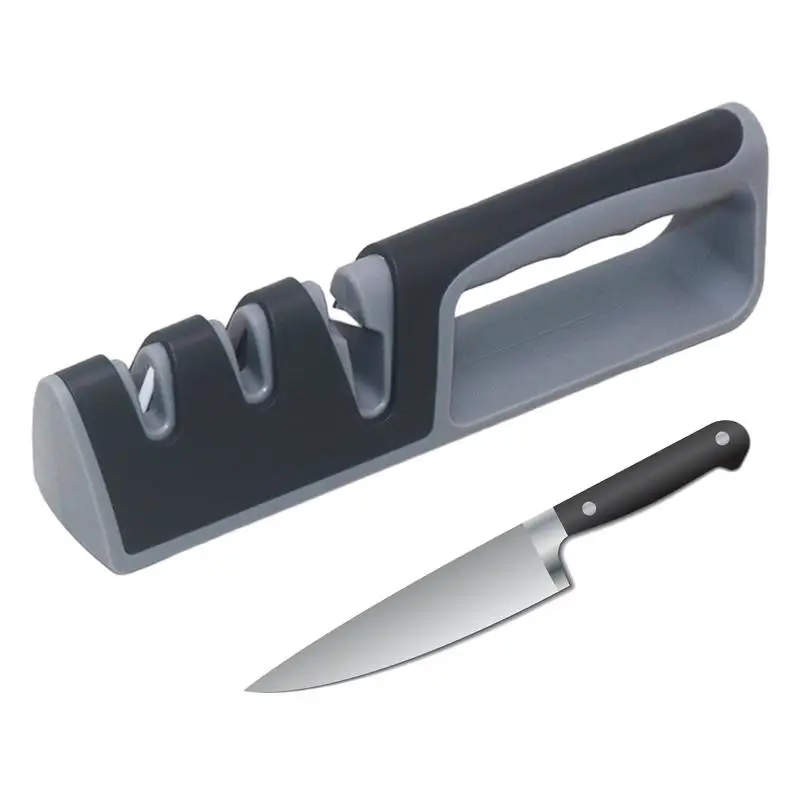 

Knives Sharpening Tool Ceramic Three-stage Knife Sharpener Multifunctional Grinding Knives Handheld Ergonomic Gadget For Kitchen