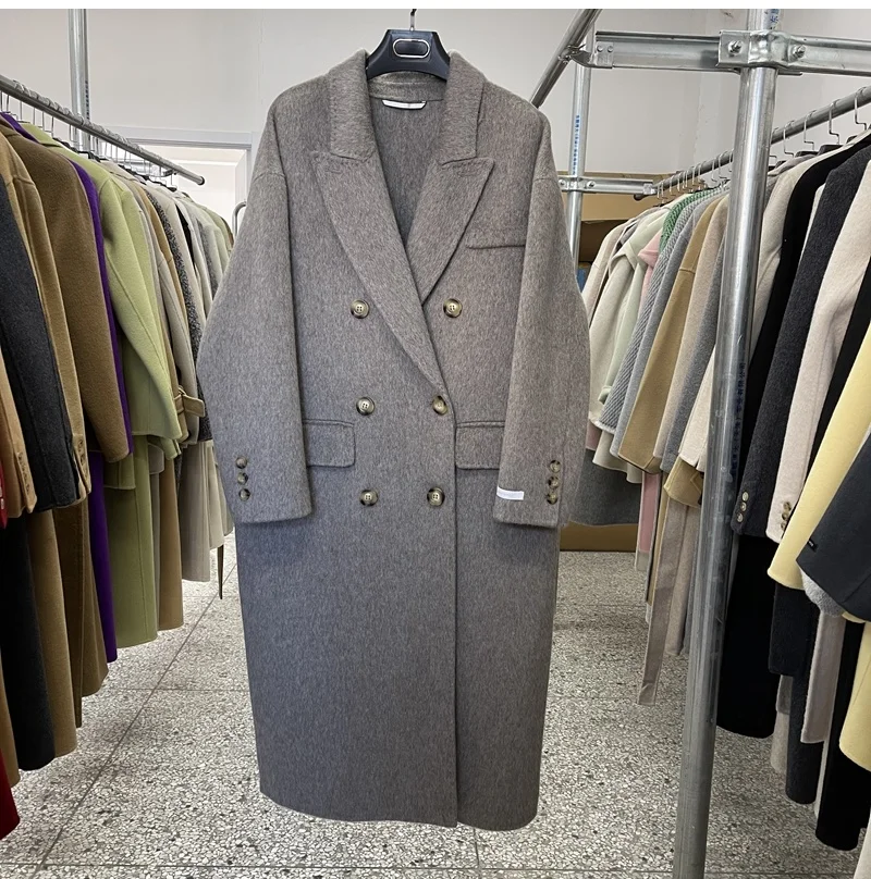 Deep Oat Fleece Coat for Women's Autumn and Winter New Double Sided Cashmere Coat for Women's Mid Length